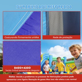 Castelo Insuflável Aquático 8 em 1 com Soprador 550W Escorrega Trampolim Escalada Piscinas Cesto Lançamento de Argolas