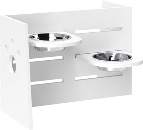 Comedouro para Cães Elevado com 3 Alturas 2 Tigelas 2x1L e Sistema de Alimentação Lenta 63x58,5x40 cm Branco