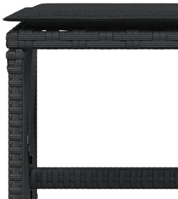 Bancos de jardim com almofadões 4 pcs 41x41x36 cm vime PE preto