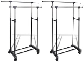 Cabides para roupas ajustáveis com 2 varões 2 pcs