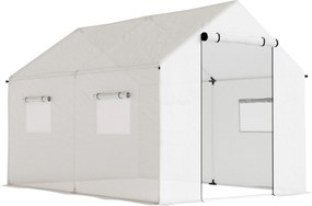 Outsunny Estufa de Exterior 2x3x2 m com 4 Janelas de Malha e Porta com Fecho de Correr Estufa para Cultivos Anti UV Branco | Aosom Portugal