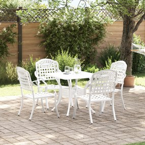 Conjunto de Jantar de Jardim de 5 Peças vidaXL Branco em Alumínio Fundido