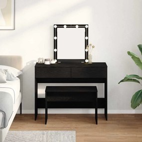 vidaXL Banqueta de Toucador Carvalho Preto 70x35x45 cm Madeira de Engenharia