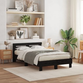 Estrutura de Cama Sólida Carvalho Preto Madeira Sólida 120 x 200 cm