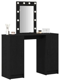 Mesa de maquiagem vidaXL com Luzes de LED Carvalho Preto 102x33x135 cm