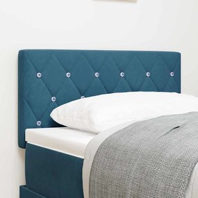 Cabeceira LED com botão de cristal, tufted, azul escuro, 80 cm, veludo