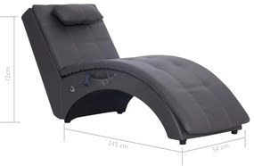 Chaise longue de massagem c/ almofada couro artificial cinzento