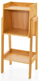 Estante de bambu com pernas e laterais elevadas Organizador de armazenamento moderno para quarto e sala de estar 27 x 37 x 80 cm