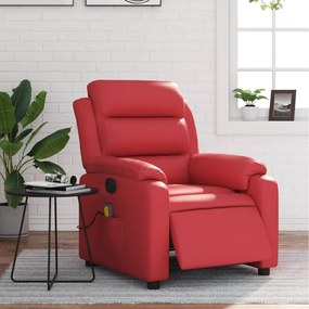 Poltrona massagens reclinável elétrica couro artif. vermelho