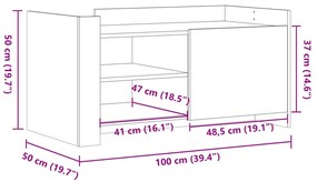 Mesa de centro 100x50x50cm derivados de madeira cinza cimento
