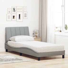 Cama com colchão 90x200 cm tecido cinzento-claro