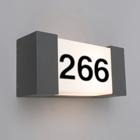 Candeeiro de parede para exterior antracite com número da residência IP54 - Tide H Moderno