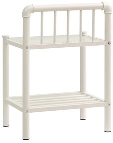 Mesas de cabeceira 2 pcs metal branco e vidro transparente