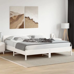 Cama sem colchão 180x200 cm madeira de pinho maciça branco