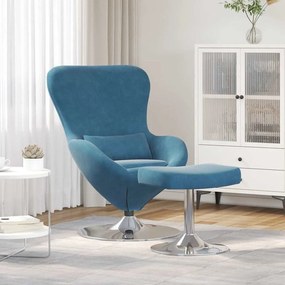 Poltrona Egg vidaXL com apoio para os pés em veludo azul