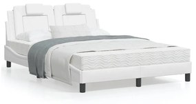 Estrutura cama c/ cabeceira 120x200 cm couro artificial branco