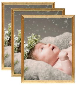 vidaXL Molduras para mesa 3 pcs 13x18 cm MDF dourado
