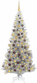 vidaXL Árvore de Natal com 300 LEDs com suporte Prateado 180 cm PET