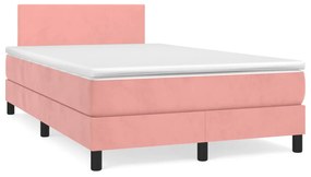 Cama box spring c/ colchão luzes e LED 120x190 cm veludo rosa