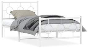 Estrutura de cama com cabeceira e pés 100x190 cm metal branco