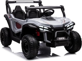 Carro elétrico para Crianças 24V, 4x4, 2 lugares Gravity Buggy Rodas de espuma EVA e assento Couro ecológico Cinzento