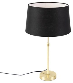 Candeeiro de mesa dourado/latão com abajur de linho preto 35 cm - Parte Moderno