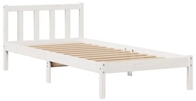 Cama com estante sem colchão 100x200 cm pinho maciço branco