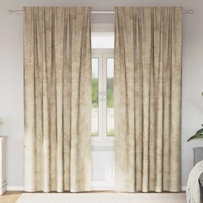 vidaXL Cortinas de Veludo 2 pcs com Ilhós Creme 225x140 cm
