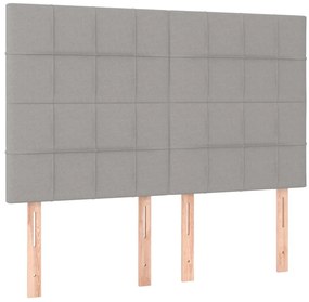 Cabeceira cama c/ luzes LED tecido 144x5x118/128cm cinza-claro