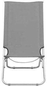 Cadeiras de praia dobráveis 2 pcs tecido cinzento