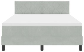 Cama Box com Colchão e Luz LED Cinza Claro 140x200 cm Veludo