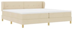 Cama Box Spring com Colchão crème 200x200 cm em Tecido