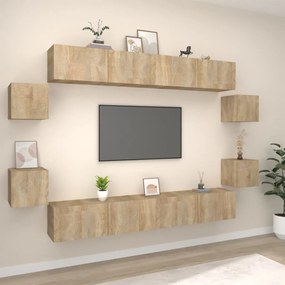 vidaXL Conjunto móveis de TV 8 pcs madeira processada carvalho sonoma