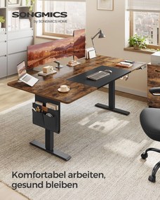 Secretária com altura ajustável eletricamente 180 x 80 x (72-120) cm castanho vintage-preto