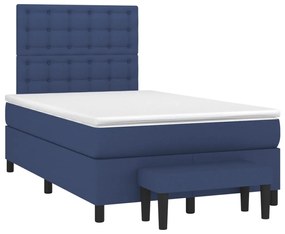 Cama boxspring com colchão 120x190 cm tecido azul
