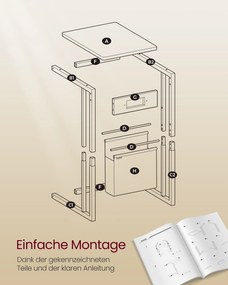 Mesa de apoio em forma de C com 2 tomadas eletricas 30 x 40 x 62 cm preto
