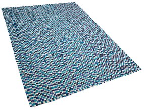Tapete de lã com padrão mescaldo de azul e branco 160 x 230 cm AMDO Beliani