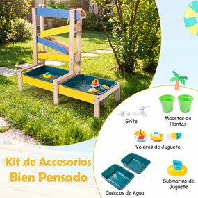 Mesa de Areia e Água para Crianças, 92 x 35 x 79,5 cm, Sistema Aquático Interativo, Multicolor