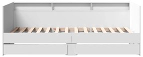 Sofá-cama com gavetas sem colchão 100x200 cm branco