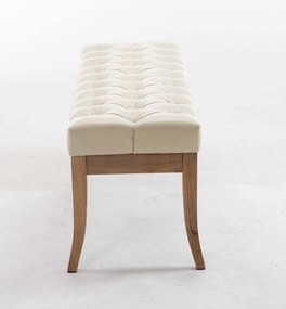 Banco Ramses em couro sintético com estrutura em antigo claro 46 x 120 x 38 cm Creme