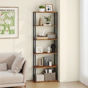 Estante com 6 prateleiras 23,8 x 60 x 173,4 cm Montagem super rápida sem ferramentas castanho-preto