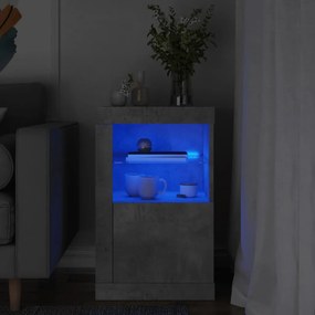 vidaXL Armário de apoio c/ luzes LED derivados madeira cinza cimento