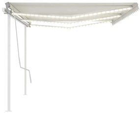Toldo retrátil manual com LED 6x3 m cor creme