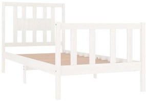 Estrutura de cama solteiro 90x190 cm madeira maciça branco