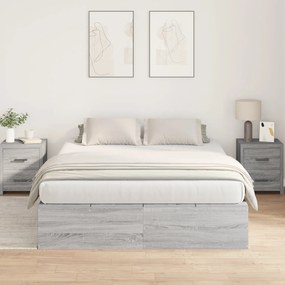 Cama com Armazenamento vidaXL Cinza Sonoma 140x190 cm
