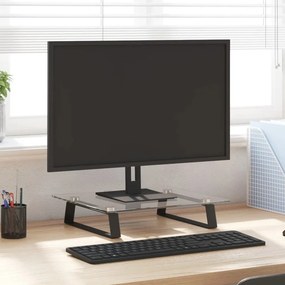 vidaXL Suporte para monitor 40x35x8 cm vidro temperado e metal preto