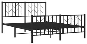 Estrutura de cama com cabeceira e pés 140x200 cm metal preto