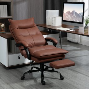 Cadeira de escritório com função de massagem e aquecimento, altura ajustável, encosto reclinável, 66 x 74 x 121,5 cm, castanha
