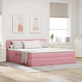 vidaXL Cama com Armazenamento com colchão Rosa 180 x 200 cm Veludo