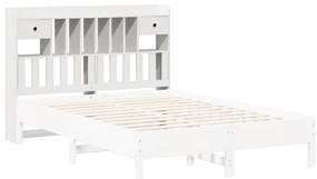 Cabeceira com arrumação 140 cm madeira de pinho maciça branco